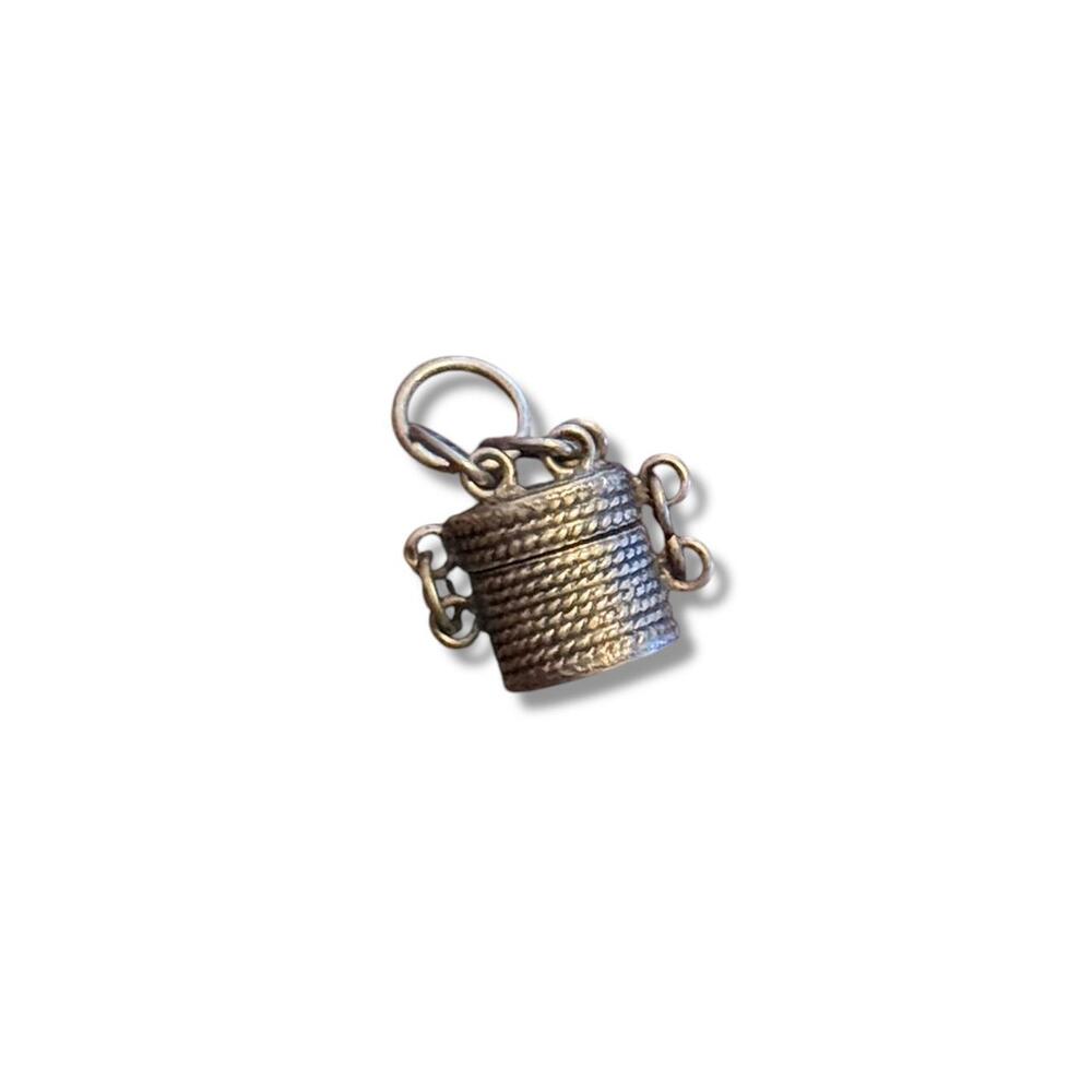 Vintage Sterling Silver Basket Canister Pendant/Charm - Picture 1 of 4
